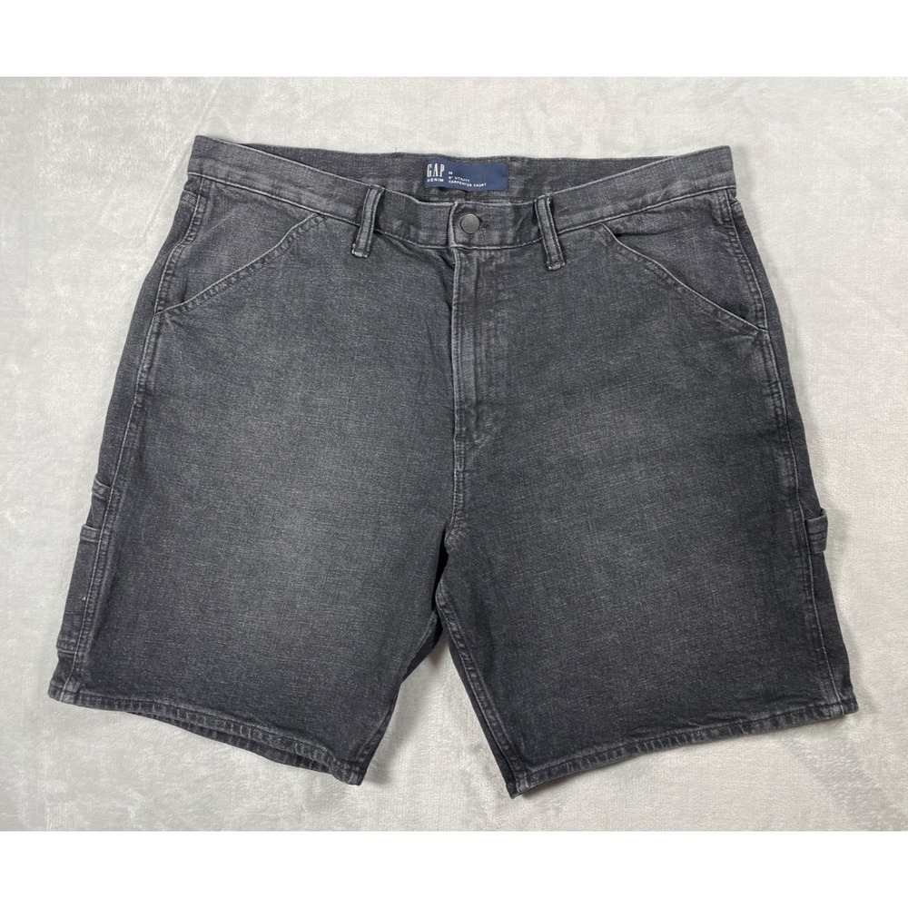 GAP Denim Carpenter Shorts Men 38 Black 9" Utility Workwear Baggy Streetwear